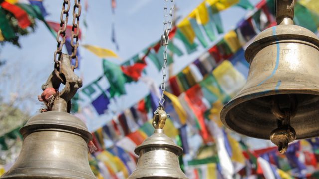 Bells and prayer flags-a beautiful merger of cultures