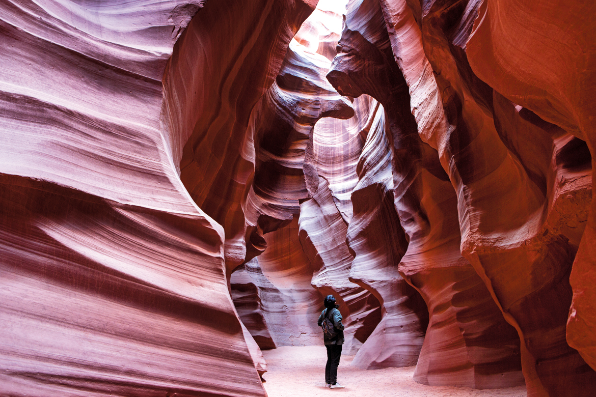 A special place of reverence for the Navajo people, the Upper Antelope Canyon is known as Tse’ bighanilini or ‘the place where water runs through rocks’. Situated on Navajo Reservation, the Antelope canyons can only be visited with a Navajo guide