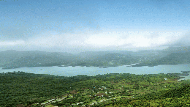 View of Pune city from the Tunga Fort at Pawna Lake